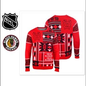 NHL CHICAGO BLACKHAWKS PATCHES UGLY SWEATER Sz SM